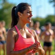 Priya Patel leading an outdoor exercise class
