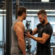 Ryan Malik adjusting kettlebell form with a client